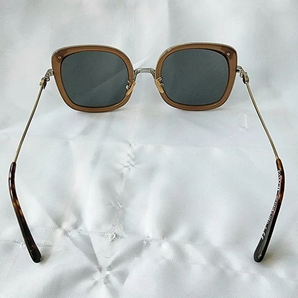 Coach Sunglasses HC7101B Square Brown Gold‎ Floral Accents Frames Only Rare OG - Picture 6 of 12